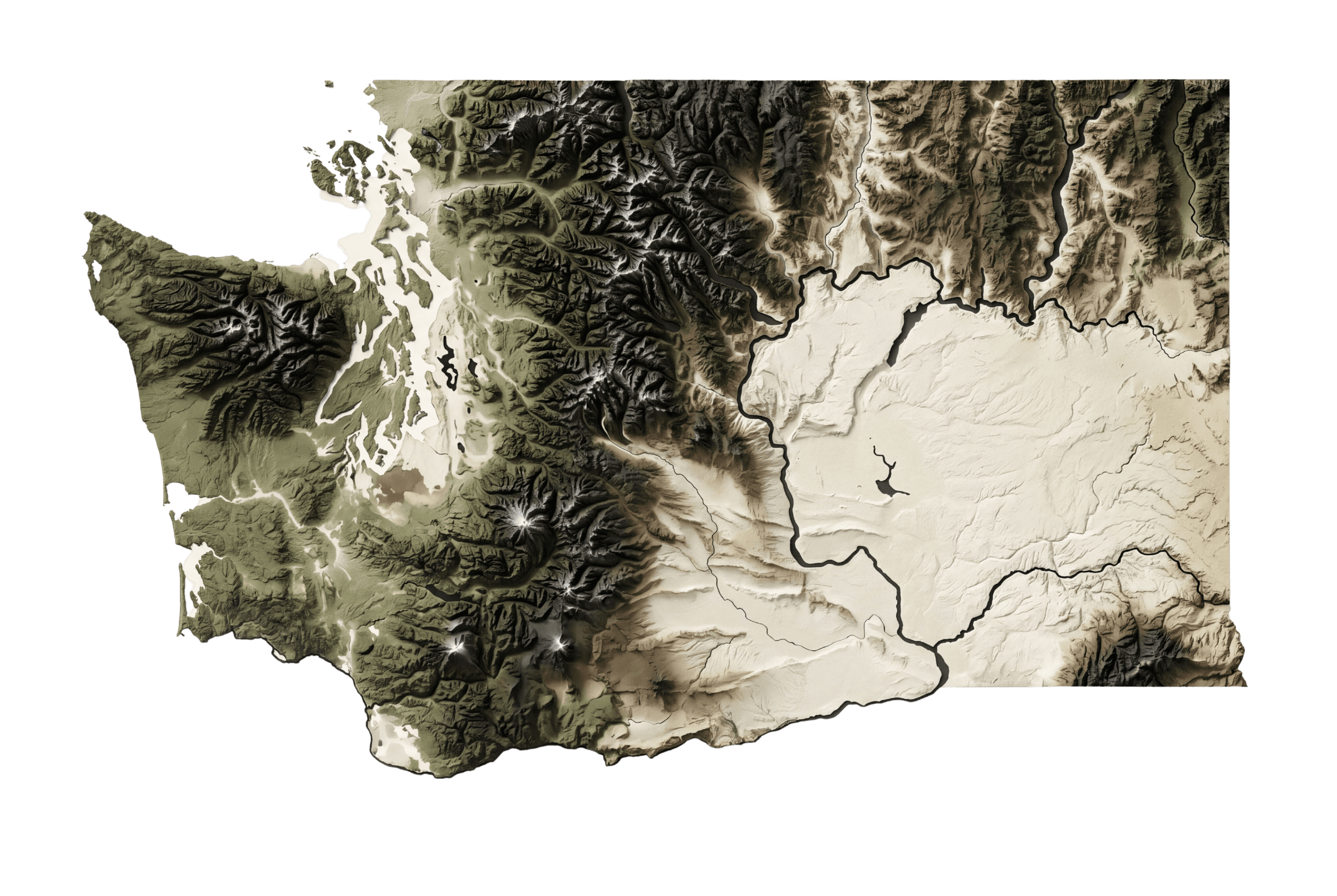 Topographic map of Washington State